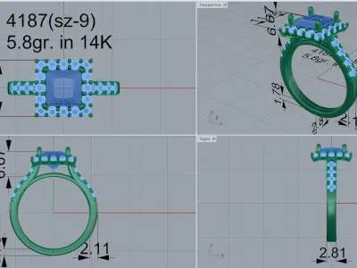Square Halo Ring 4187 3D print model