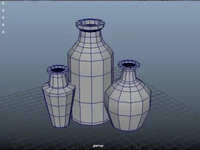 3D Jars three colorful vases Free low-poly 3D model