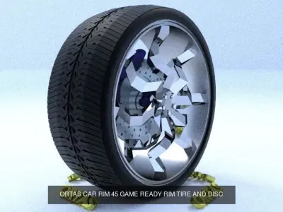 ORTAS CAR RIM 45-46 GAME READY RIM TIRE AND DISC 3D Model Pack