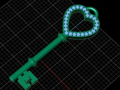 Tiffany Style Key Diamond Golden Necklace 3D print model