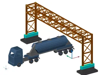 Pipe bridge 3 levels 22m long 2800mm wide 6400mm clearance 3D model