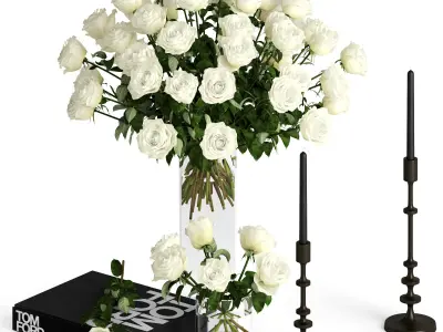 White roses 3D model