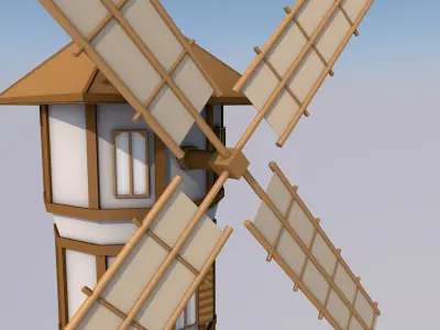 Low-Poly Windmill Free low-poly 3D model