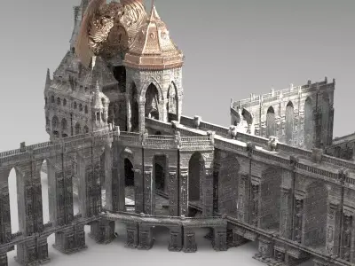 Steampunk Medieval Tower Bridge 1 3D model