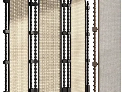 Screens with rattan and fabric 3D model