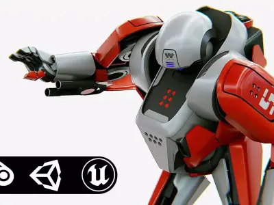 COMBAT DROID IONOS Rigged for Unreal Engine - Unity - MIXAMO 3D model