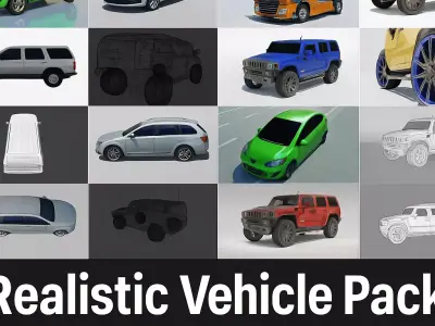 Realistic Vehicle Pack Cars SUV  Truck  Game Ready 3D Models