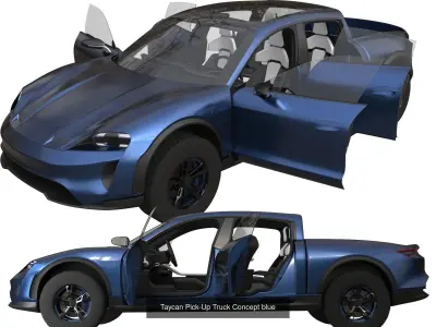 Taycan Pick-Up Truck Concept 3D Model Pack