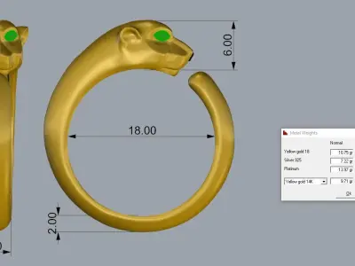 Panther RIng Gold  3D print model