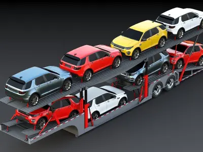 Car carrier Low-poly 3D model
