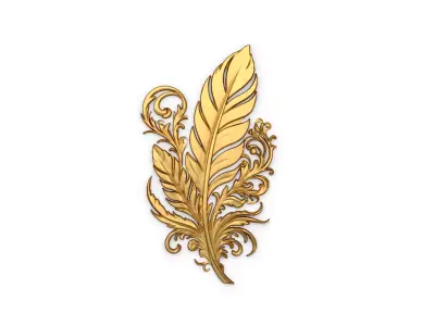 feather decor set wall mural 01 3D model