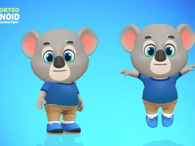 Koala Bear Animated Rigged Low-poly 3D model