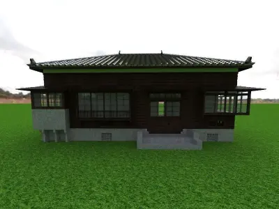 Traditional Japanese House wood design 3D print model