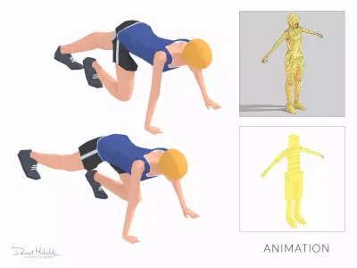 Mountain Climber  Exercise Woman Animation Low-poly 3D model