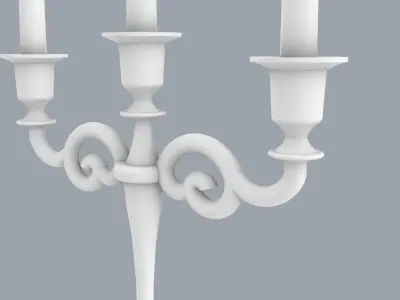 Vintage Candlestick with Candles Low-poly 3D model
