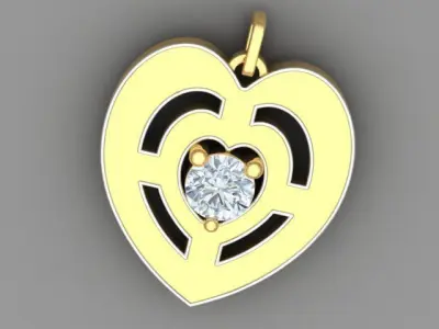 Heart Design Love Pendant with Diamond 3D print model