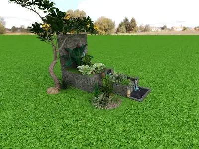 garden and fish pond 3D print model