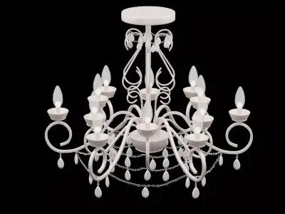 White Light Chandelier Low-poly 3D model