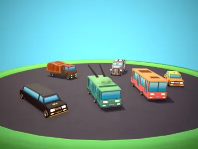 Public transport Low-poly 3D model