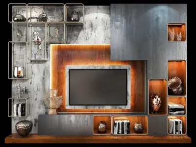 TV Wall Units set 06 3D model