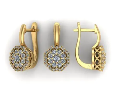 Earrings with 3 sizes gems  3D print model