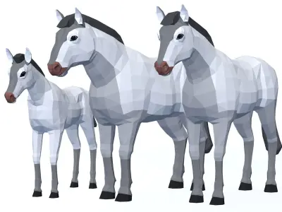 LowPoly Horses pack Low-poly 3D model