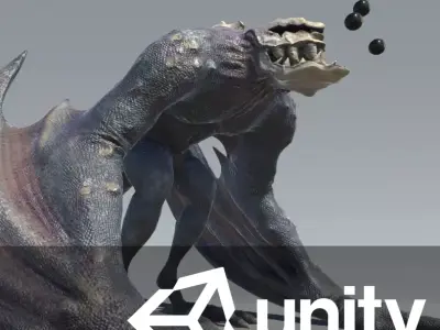 Monster creature with wings and claws Low-poly 3D model