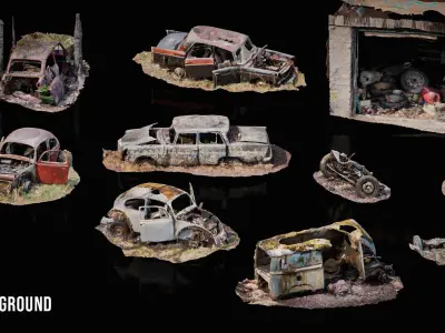 3D Scanned abandoned cars 3D model