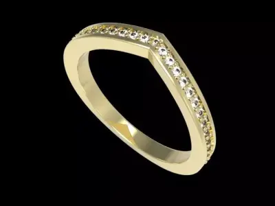 V Shaped Stackable Pave Ring 3D print model