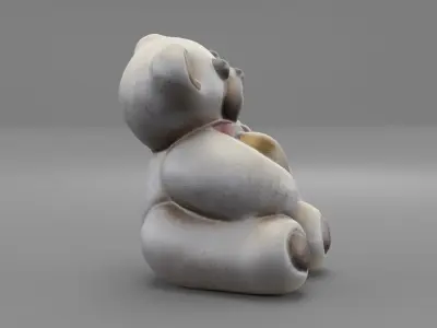 Ceramic Teddy bear with heart Low-poly 3D model