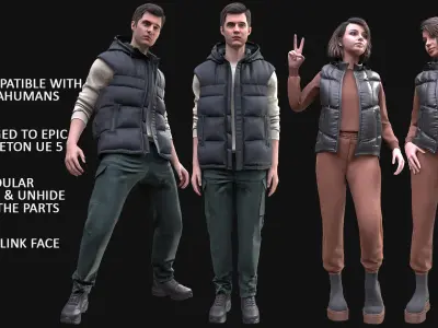 Mens and Womens Autumn Outfits 3D Model Collection