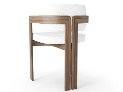 Boucle Curved Dining Chair 3D model