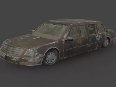 Abandoned Car - Cadillac Limousine Low-poly 3D model