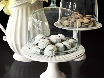 flower set 2 lilies and nuts 3D model