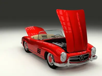 Fully Modelled Mercedes 300SL Roadster Red HDRI 3D model