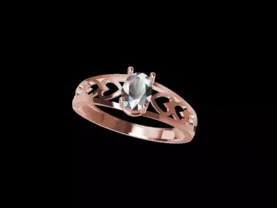 Filigree Oval Gemstone Ring   3D print model