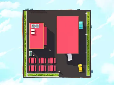 Cartoon Low Poly Gas Station Low-poly 3D model