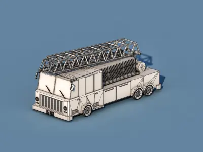Cartoon Fire Truck Low-poly 3D model