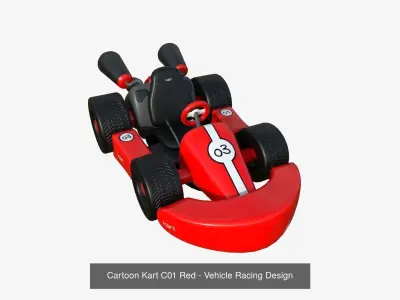 10 Cartoon Karts Red Collection - Vehicle Racing Design 3D Model Pack