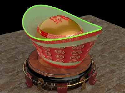 Chinese gold Ingot    3D model