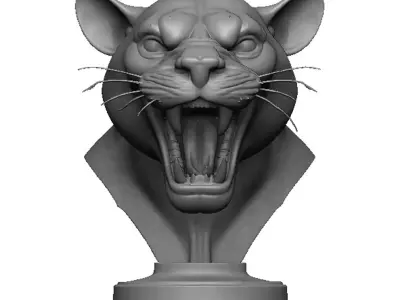 panther head bust 3D print model