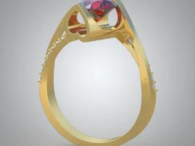 Diamond ring 0349 3D printable model Free 3D print model