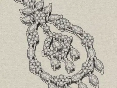 marquise and pear round jewelry pendant 3D print model