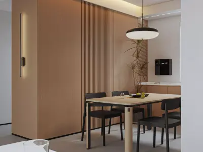 Modern living room dining room interior scenes 116 3D model