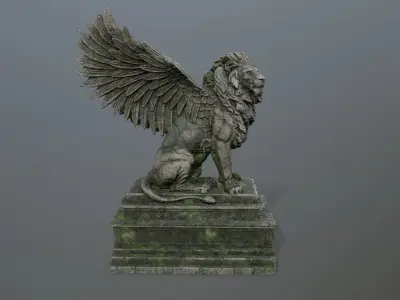 lion statue Low-poly 3D model