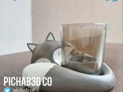fox candle stick 3D print model