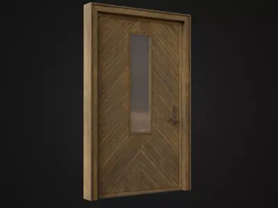 Old Dirty Wooden Door 04 Low-poly 3D model