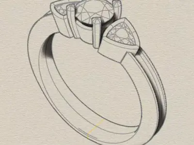 free jewelry ring triangle and round gemstone neckles  Free 3D print model
