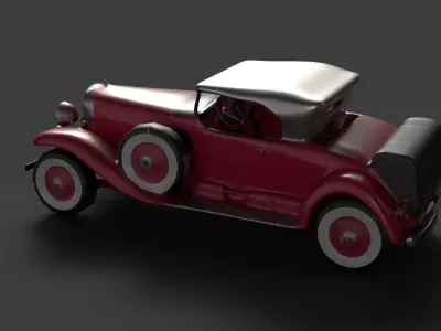 Red vintage car   Low-poly 3D model