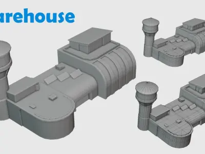 LOW-POLY Factories pack Low-poly 3D model